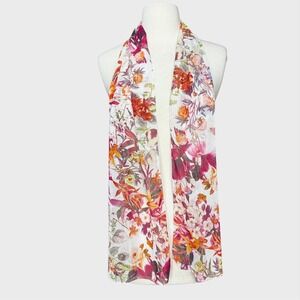 Floral‎ Watercolor Style Sheer Scarf Cottage Core Coquette Gardener Italy